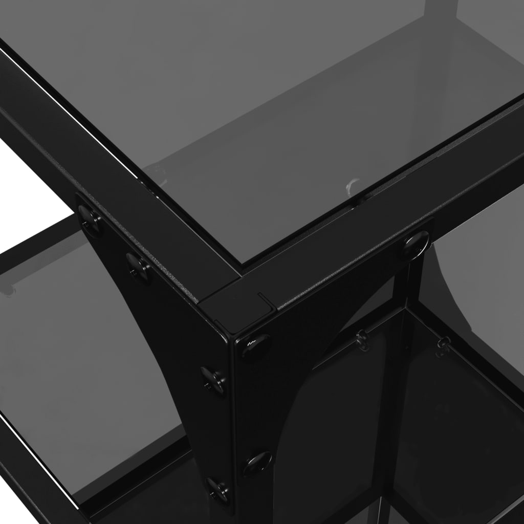 vidaXL Ράφι Αποθήκευσης Επιφάνεια Μαύρο Γυαλί 40x30x123 εκ. Ατσάλι
