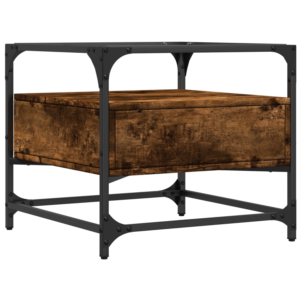 vidaXL Τραπεζάκι Σαλονιού Καπνιστή Δρυς 50x50x45εκ. με Γυάλινες Πόρτες