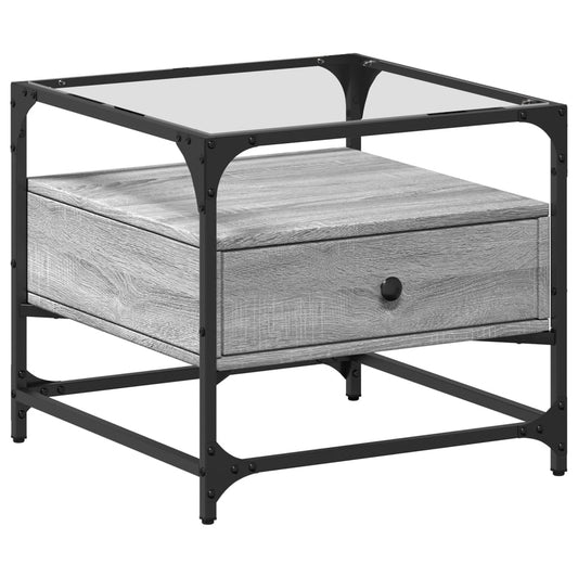 vidaXL Τραπεζάκι Σαλονιού Sonoma Γκρι 50x50x45 εκ. με Γυάλινες Πόρτες