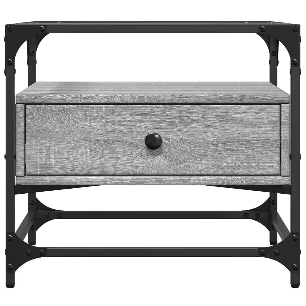 vidaXL Τραπεζάκι Σαλονιού Sonoma Γκρι 50x50x45 εκ. με Γυάλινες Πόρτες