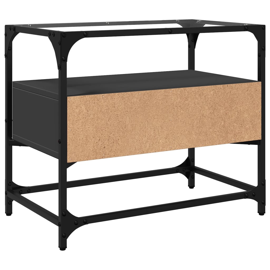 vidaXL Έπιπλο Τηλεόρασης Γυάλ Επιφάνεια Μαύρο 60x35x51 εκ Επ Ξύλο