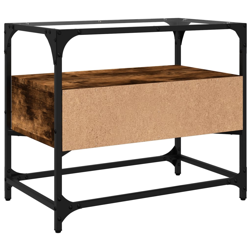 vidaXL Έπιπλο Τηλεόρασης Γυάλ Επιφάνεια Καπνιστή Δρυς 60x35x51 Επ Ξύλο