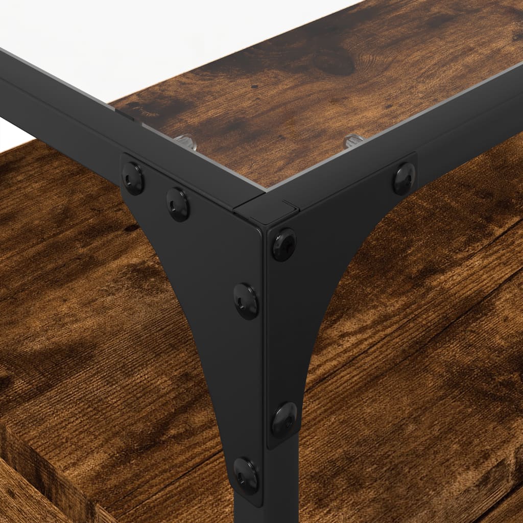 vidaXL Έπιπλο Τηλεόρασης Γυάλ Επιφάνεια Καπνιστή Δρυς 60x35x51 Επ Ξύλο