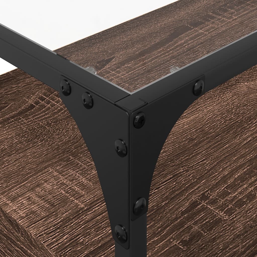 vidaXL Έπιπλο Τηλεόρασης Γυάλ Επιφάνεια Καφέ Δρυς 60x35x51 εκ Επ Ξύλο