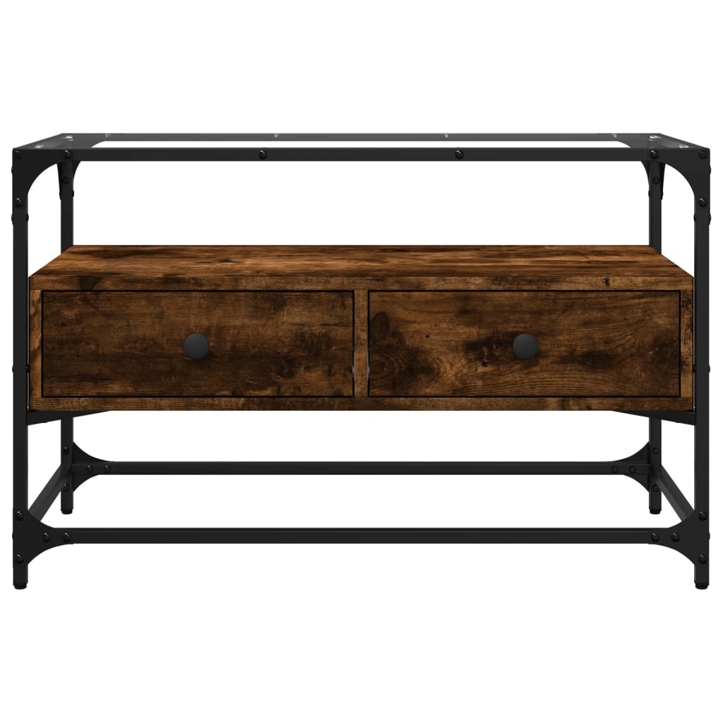 vidaXL Έπιπλο Τηλεόρασης Γυάλ Επιφάνεια Καπνιστή Δρυς 80x35x51 Επ Ξύλο