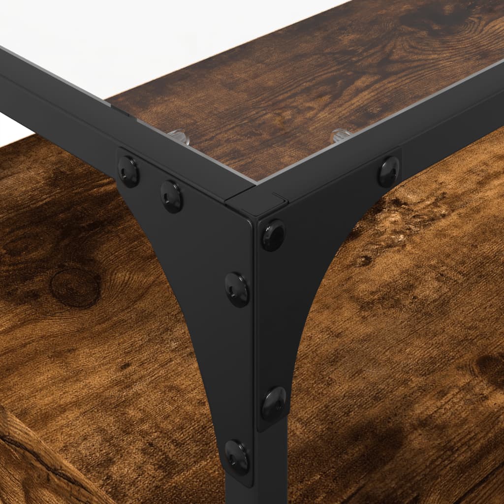 vidaXL Έπιπλο Τηλεόρασης Γυάλ Επιφάνεια Καπνιστή Δρυς 80x35x51 Επ Ξύλο