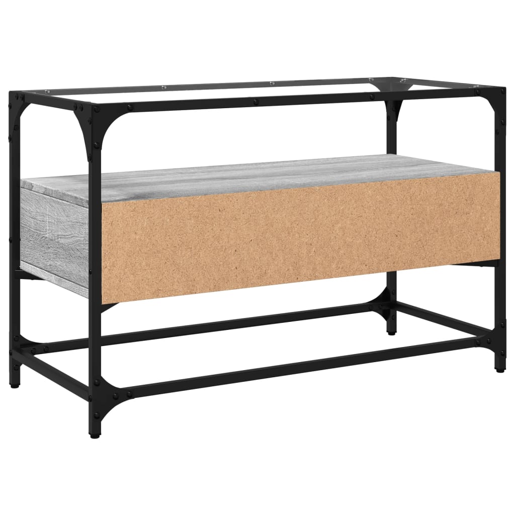 vidaXL Έπιπλο Τηλεόρασης Γυάλ Επιφάνεια Γκρι Sonoma 80x35x51εκ Επ Ξύλο