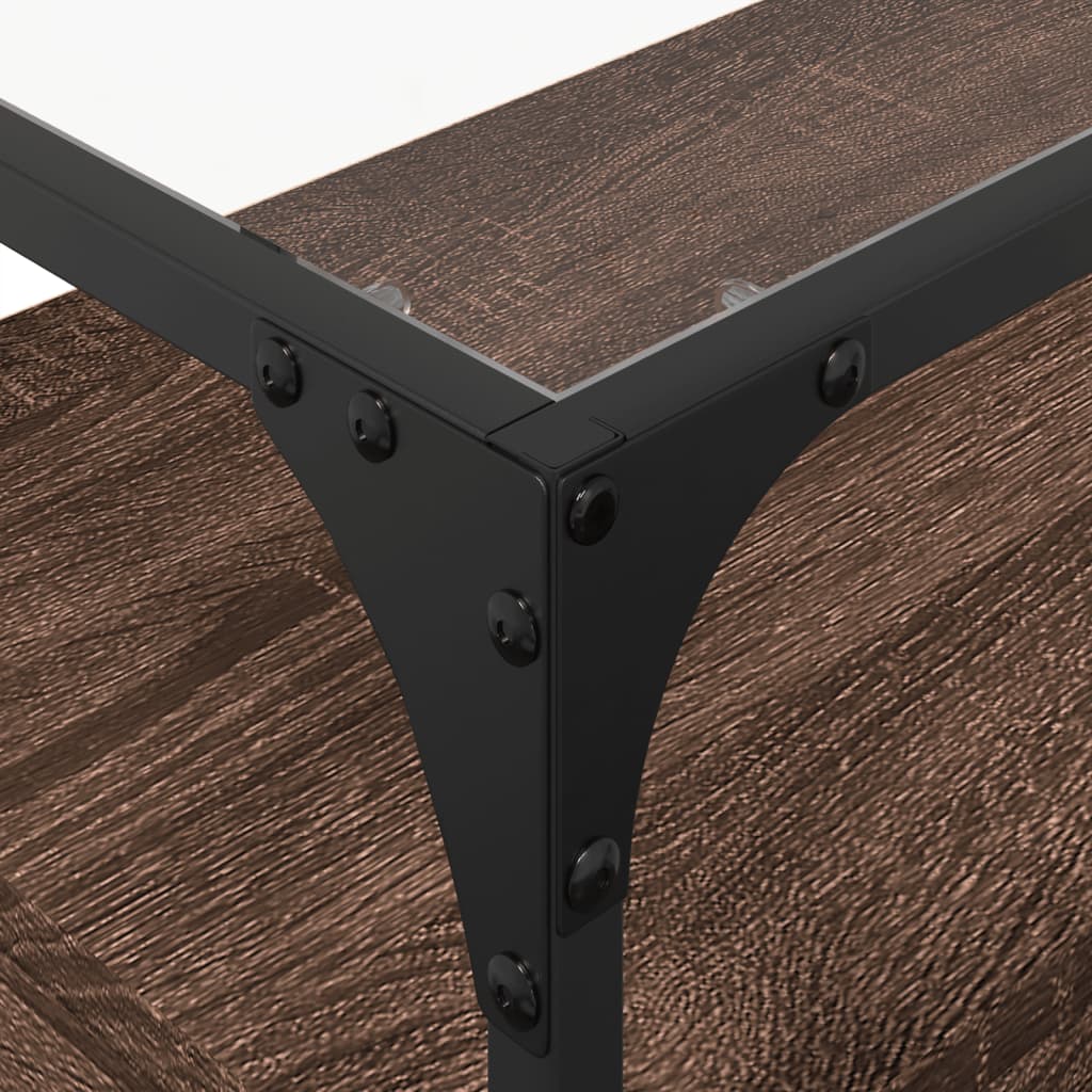 vidaXL Έπιπλο Τηλεόρασης Γυάλ Επιφάνεια Καφέ Δρυς 80x35x51εκ Επ Ξύλο