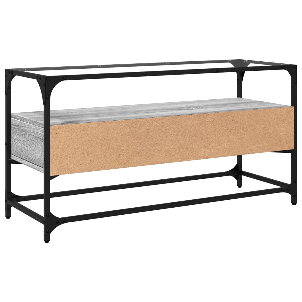 vidaXL Έπιπλο Τηλεόρασης Γυάλ Επιφάνεια Γκρι Sonoma 98x35x51εκ Επ Ξύλο