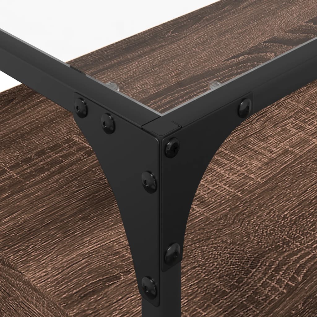 vidaXL Έπιπλο Τηλεόρασης Γυάλ Επιφάνεια Καφέ Δρυς 98x35x51εκ Επ Ξύλο