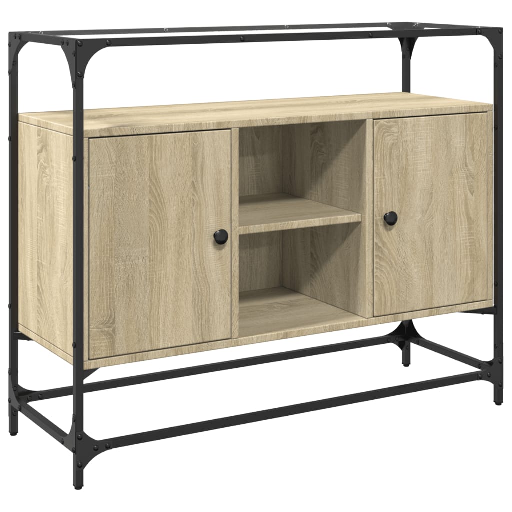 vidaXL Βοηθητικό Έπιπλο Γυάλ Επιφάνεια Sonoma Δρυς 98x35x81 εκ Επ Ξύλο