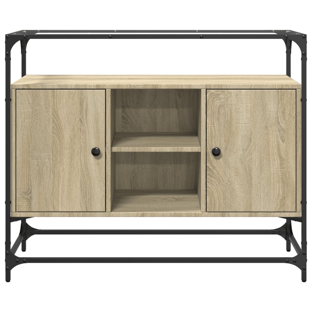 vidaXL Βοηθητικό Έπιπλο Γυάλ Επιφάνεια Sonoma Δρυς 98x35x81 εκ Επ Ξύλο
