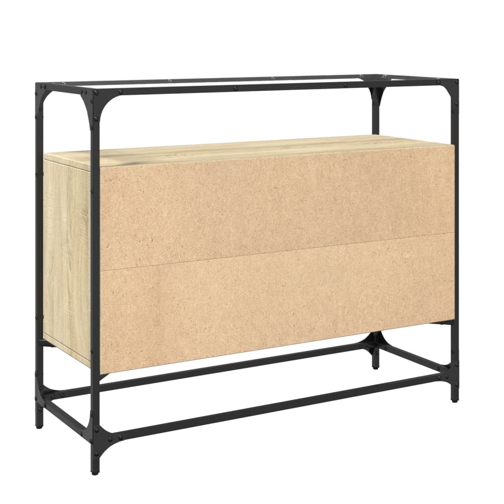 vidaXL Βοηθητικό Έπιπλο Γυάλ Επιφάνεια Sonoma Δρυς 98x35x81 εκ Επ Ξύλο