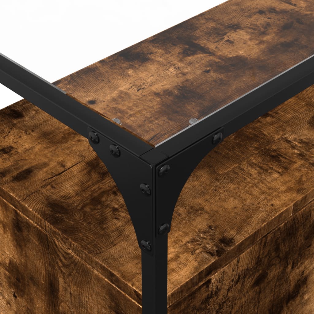 vidaXL Βοηθητικό Έπιπλο Γυάλ Επιφάνεια Καπνιστή Δρυς 98x35x81 Επ Ξύλο