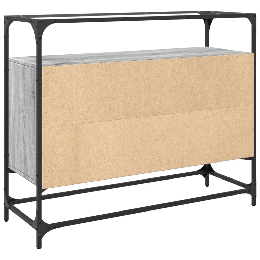 vidaXL Βοηθητικό Έπιπλο Γυάλ Επιφάνεια Γκρι Sonoma 98x35x81 εκ Επ Ξύλο