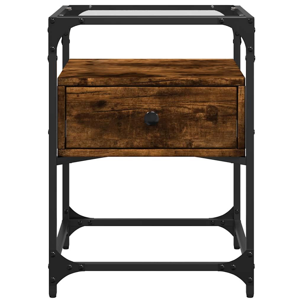 vidaXL Κομοδίνο Καπνιστή Δρυς 40x40x55 εκ. από Επεξεργασμένο Ξύλο