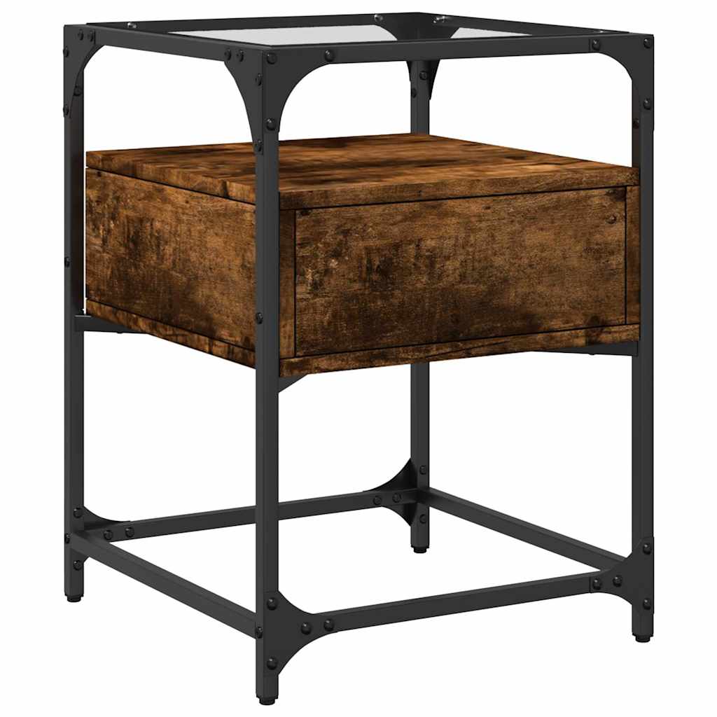 vidaXL Κομοδίνο Καπνιστή Δρυς 40x40x55 εκ. από Επεξεργασμένο Ξύλο