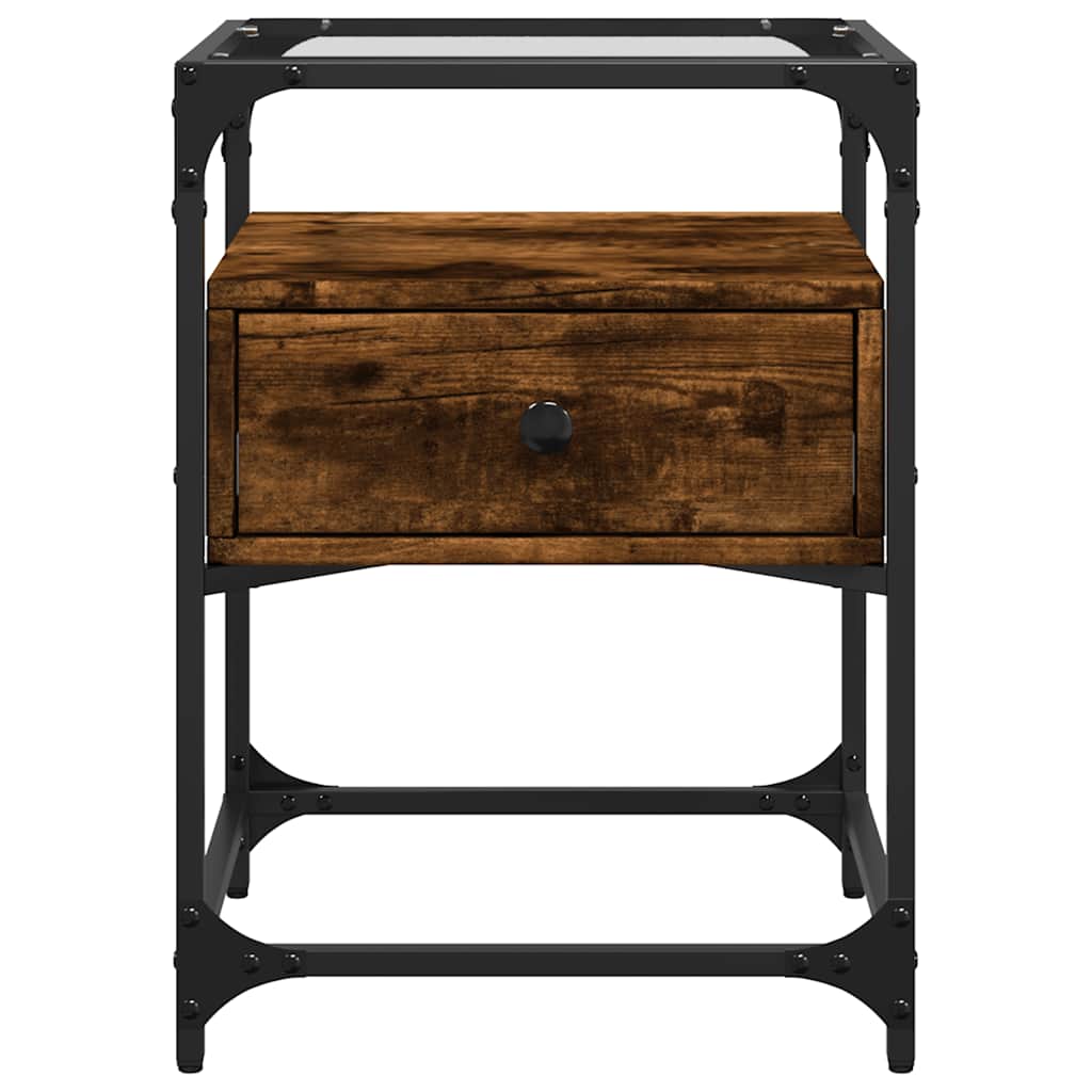 vidaXL Κομοδίνα 2 τεμ. Καπνιστή Δρυς 40x40x55 εκ. Επεξεργ. Ξύλο