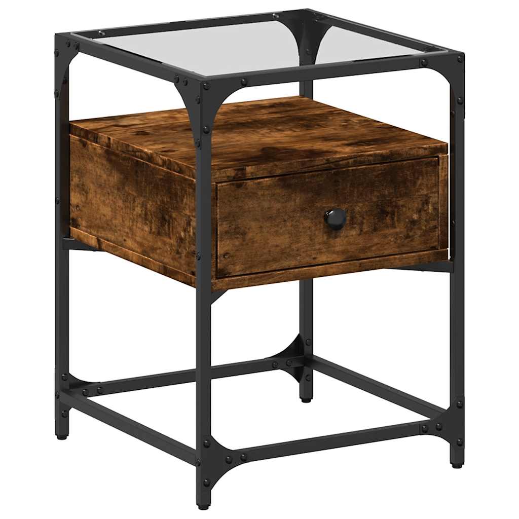 vidaXL Κομοδίνα 2 τεμ. Καπνιστή Δρυς 40x40x55 εκ. Επεξεργ. Ξύλο