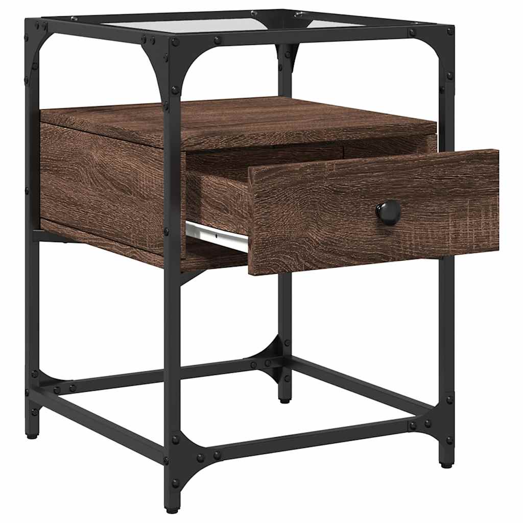 vidaXL Κομοδίνα 2 τεμ. Καφέ Δρυς 40x40x55 εκ. από Επεξεργ. Ξύλο