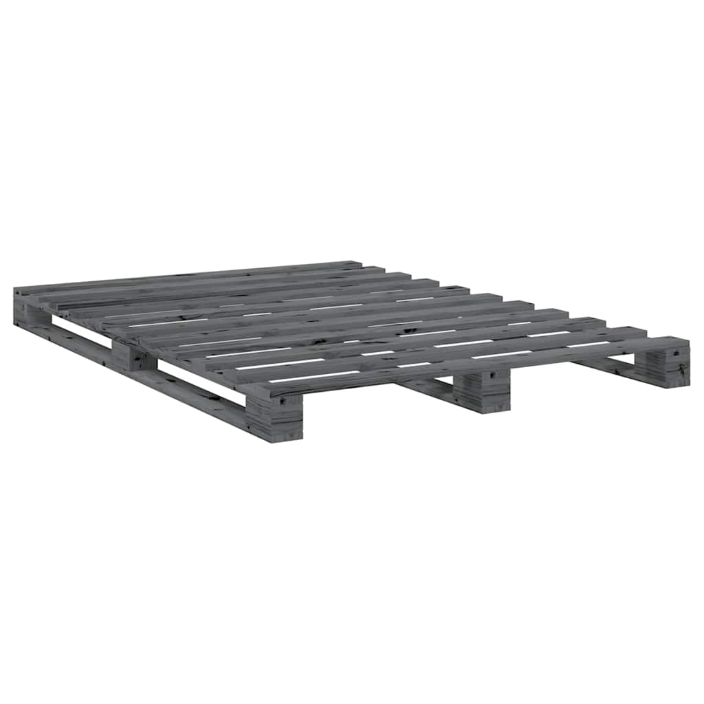 vidaXL Πλαίσιο Κρεβατιού με Κεφαλάρι Γκρι 140x200 εκ Μασίφ Ξύλο Πεύκου