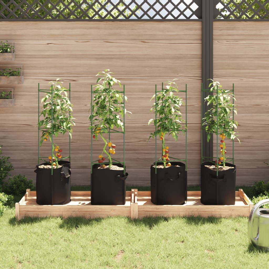 vidaXL Κλουβιά για Ντομάτες με Θήκη Φυτών 4 Τεμ. 116 εκ. Ατσάλι και PP