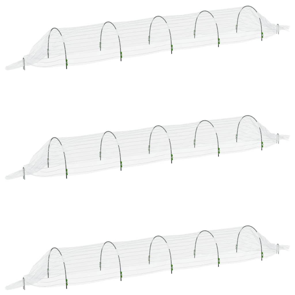 vidaXL Τούνελ Καλλιέργ. Λαχαν. με Δίχτυ 3 τεμ. 1,5x5μ. Υαλοβάμβακας/PP