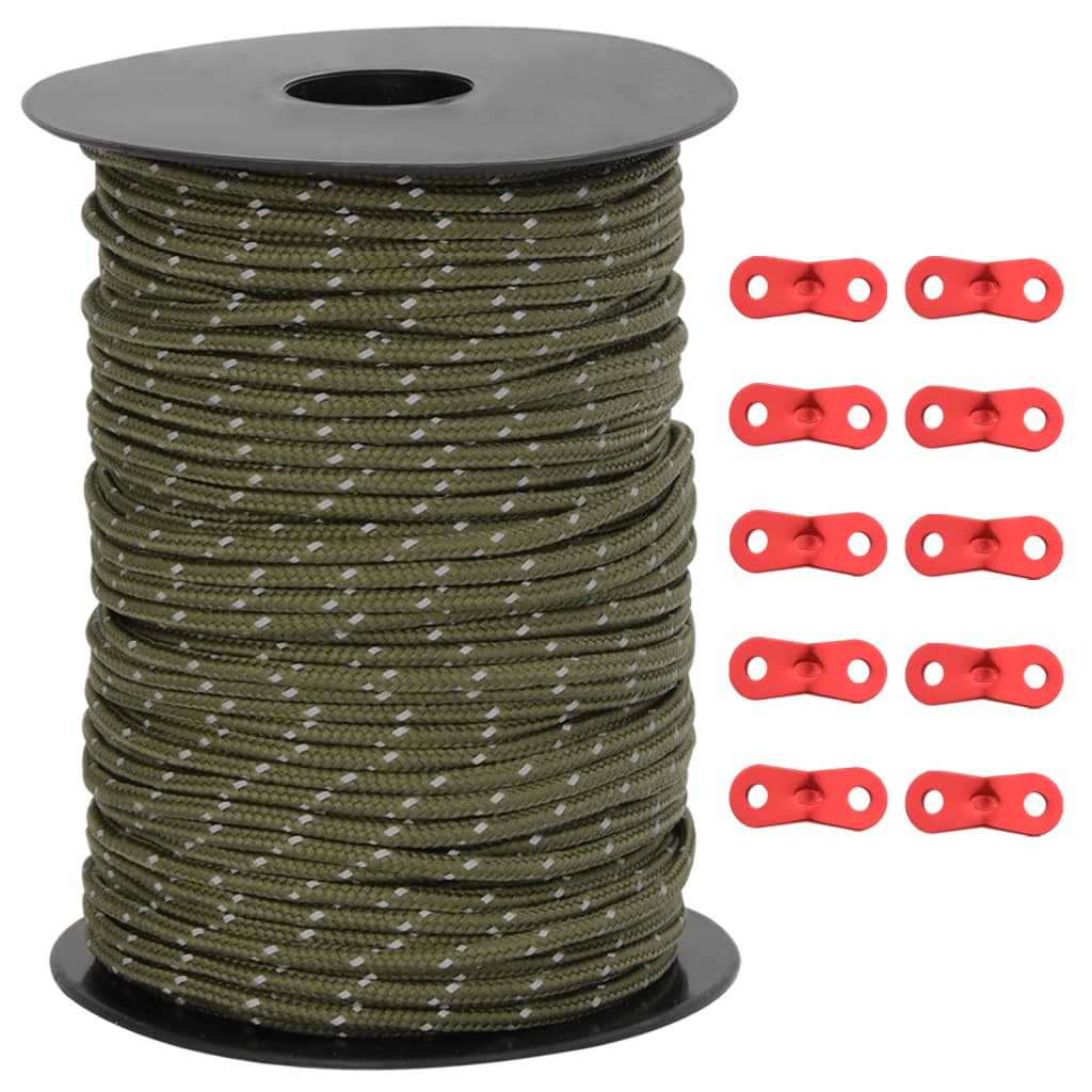 vidaXL Σχοινί με Εντατήρες Σκηνής με Ανακλ. Ταινίες/Κλειδιά 50 μ 3 χιλ