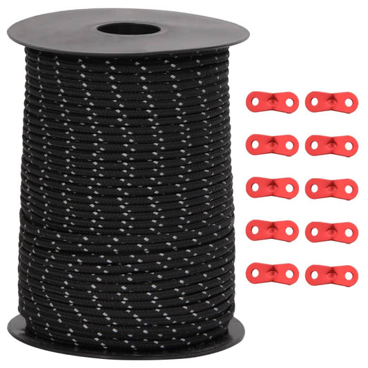 vidaXL Σχοινί με Εντατήρες Σκηνής με Ανακλ. Ταινίες/Κλειδιά 50 μ 3 χιλ