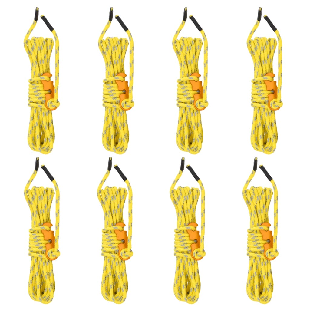 vidaXL Σχοινιά με Εντατήρες Σκηνής με Κλειδιά Ανακλ. 8 τεμ. 4 μ. 4 χιλ