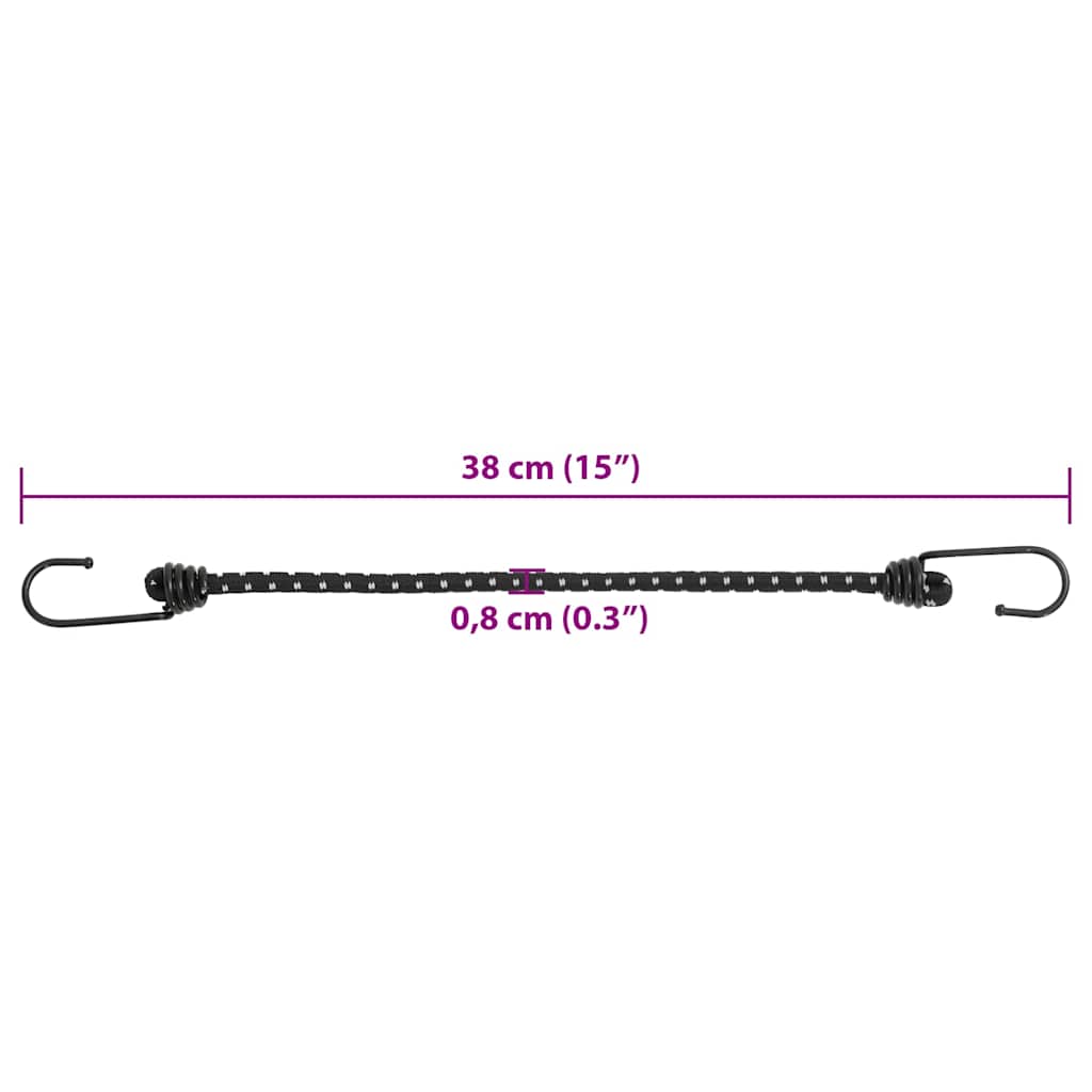 vidaXL Κορδόνια Ελαστικά Bungee με Γάντζο/Ανακλ. Ταινίες 25 τεμ 38 εκ.