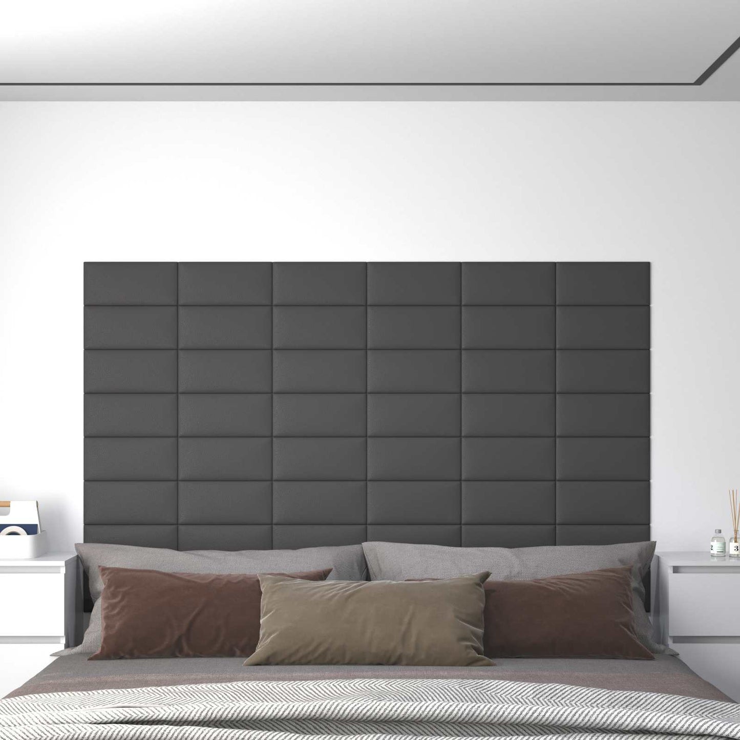 vidaXL Κεφαλάρι Τοίχου 12 pcs Γκρι 30 x 15 cm ύφασμα