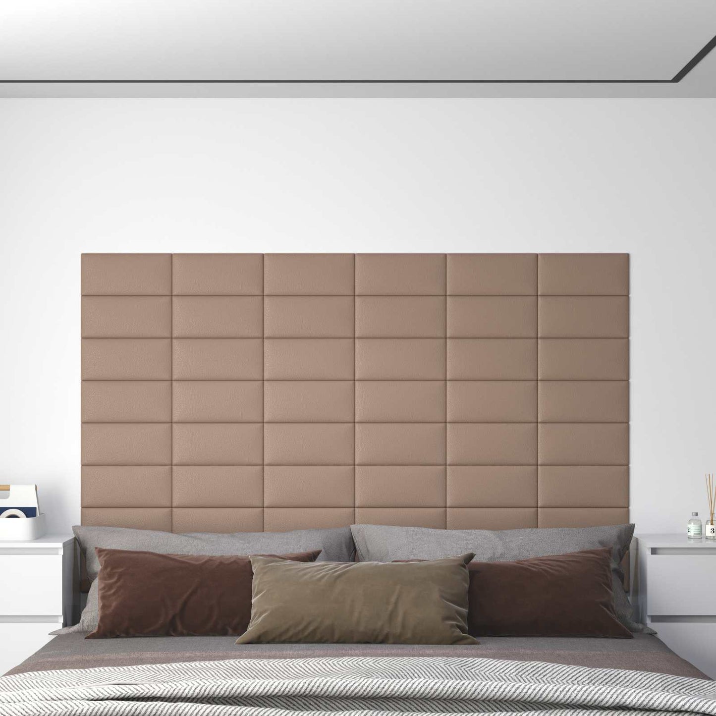 vidaXL Κεφαλάρι Τοίχου 12 pcs 30 x 15 cm Καπουτσίνο ύφασμα