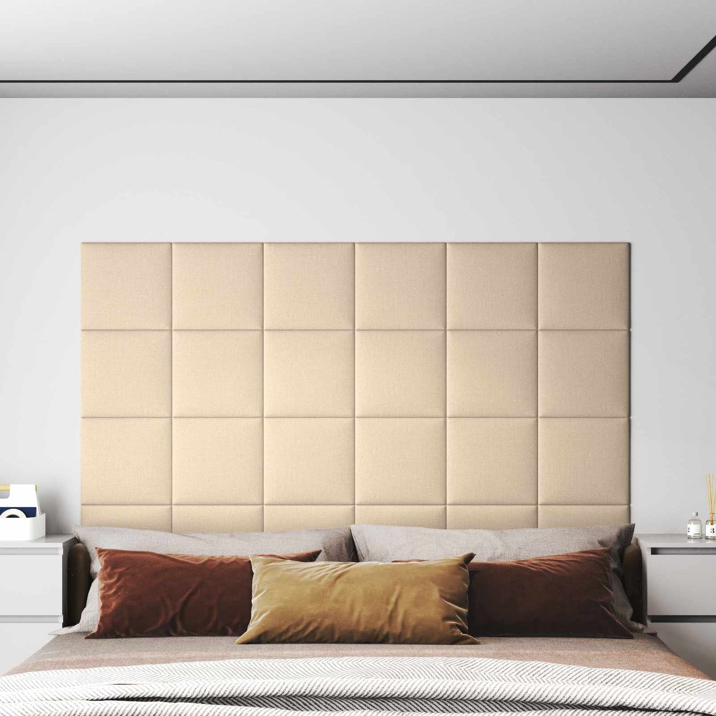 vidaXL Κεφαλάρι Τοίχου 12 pcs Κρεμ 30 x 30 cm ύφασμα