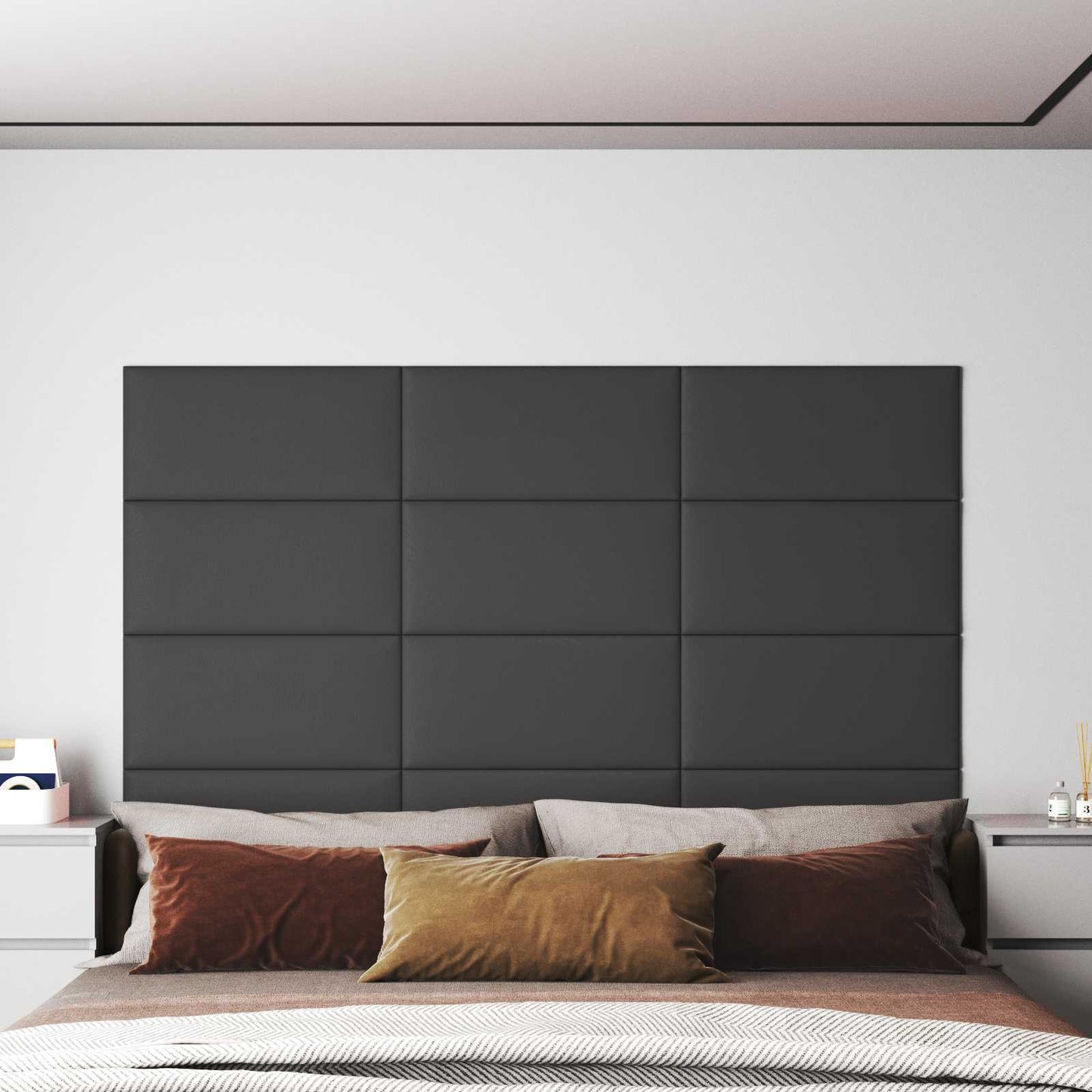 vidaXL Κεφαλάρι Τοίχου 12 pcs Γκρι 60 x 30 cm ύφασμα