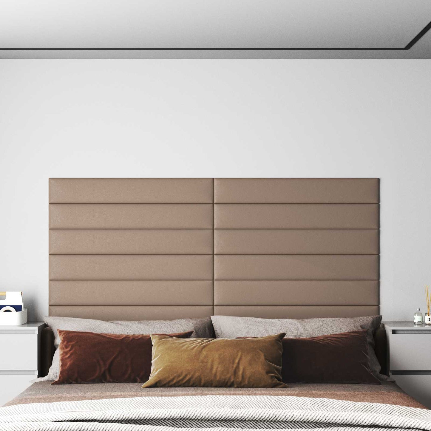 vidaXL Κεφαλάρι Τοίχου 12 pcs Καπουτσίνο 90 x 15 cm ύφασμα
