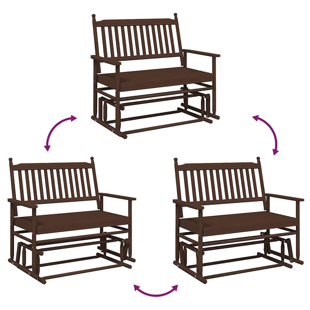 vidaXL Παγκάκι Κουνιστό Μαύρο 118x70x104,5 εκ. Μασίφ Ξύλο Λεύκας
