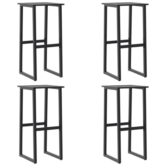 vidaXL Σκαμπό Μπαρ 4Τεμ. Μαύρα 38x38x80 εκ. Ατσάλι με Ηλ. Βαφή Πούδρας