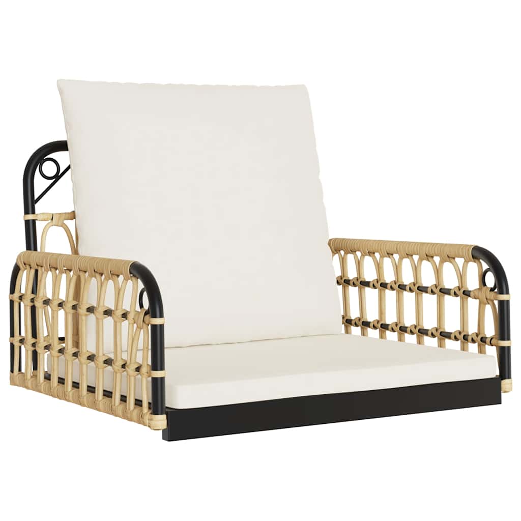 vidaXL Κουνιστή Καρέκλα 63x58x39 εκ. Συνθ. Ρατάν & Ατσάλι με Μαξιλάρια