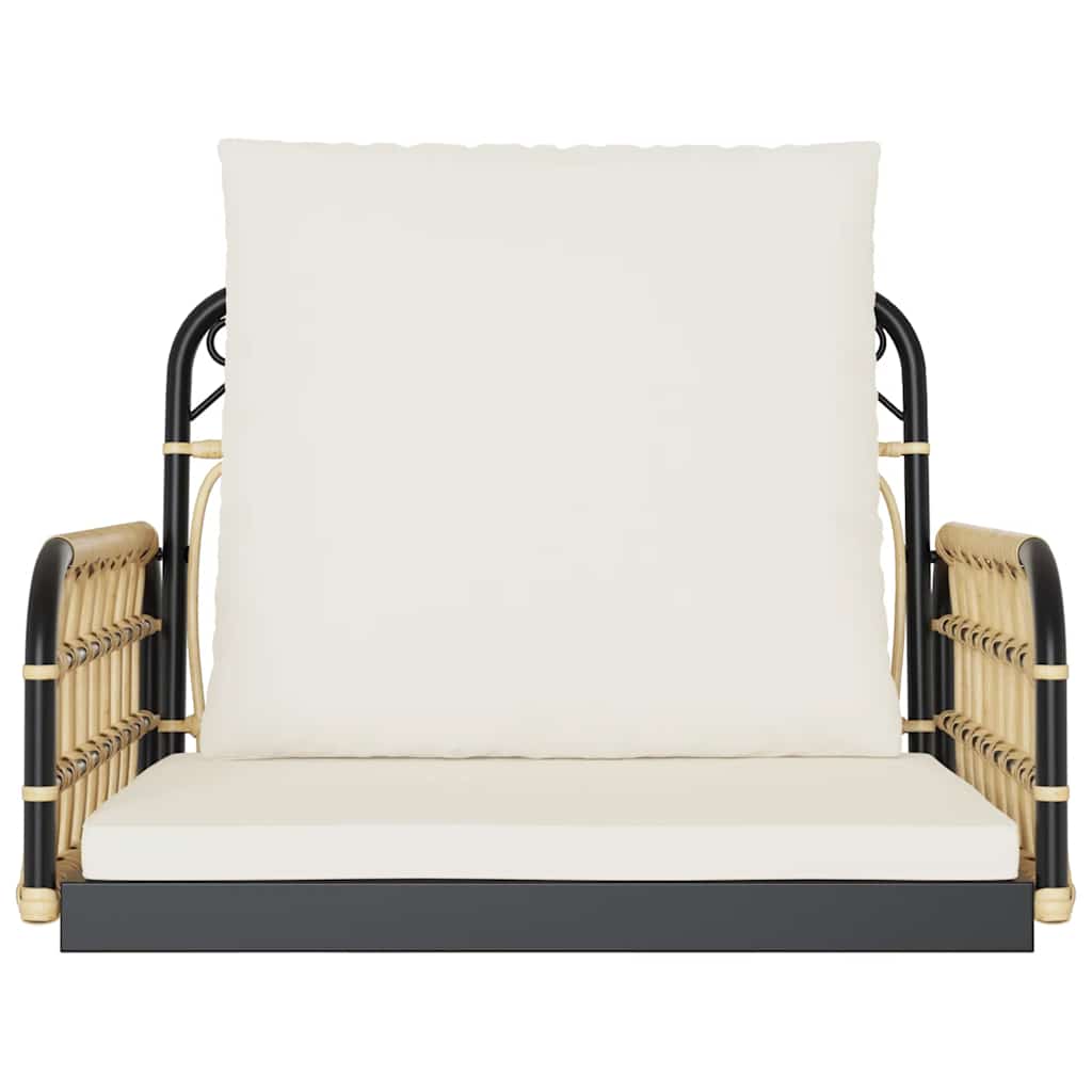 vidaXL Κουνιστή Καρέκλα 63x58x39 εκ. Συνθ. Ρατάν & Ατσάλι με Μαξιλάρια