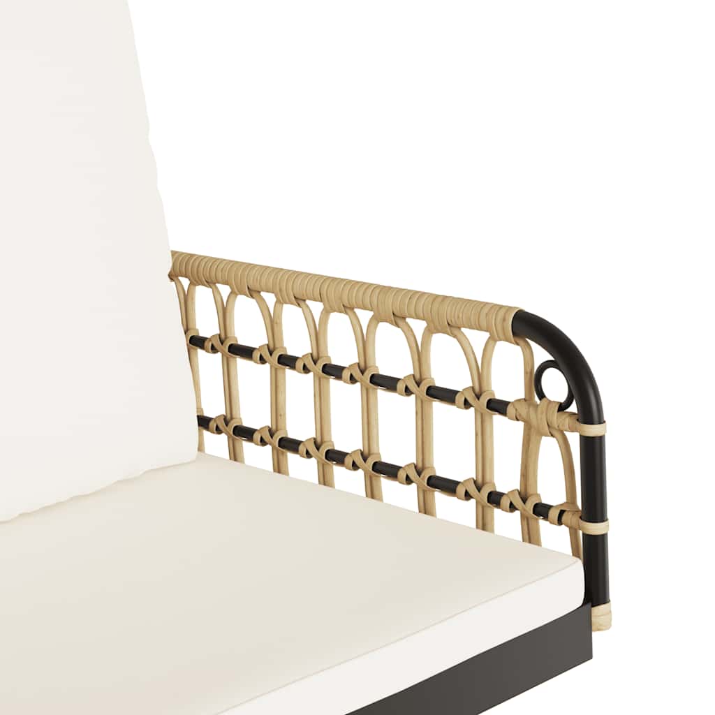 vidaXL Κουνιστή Καρέκλα 63x58x39 εκ. Συνθ. Ρατάν & Ατσάλι με Μαξιλάρια