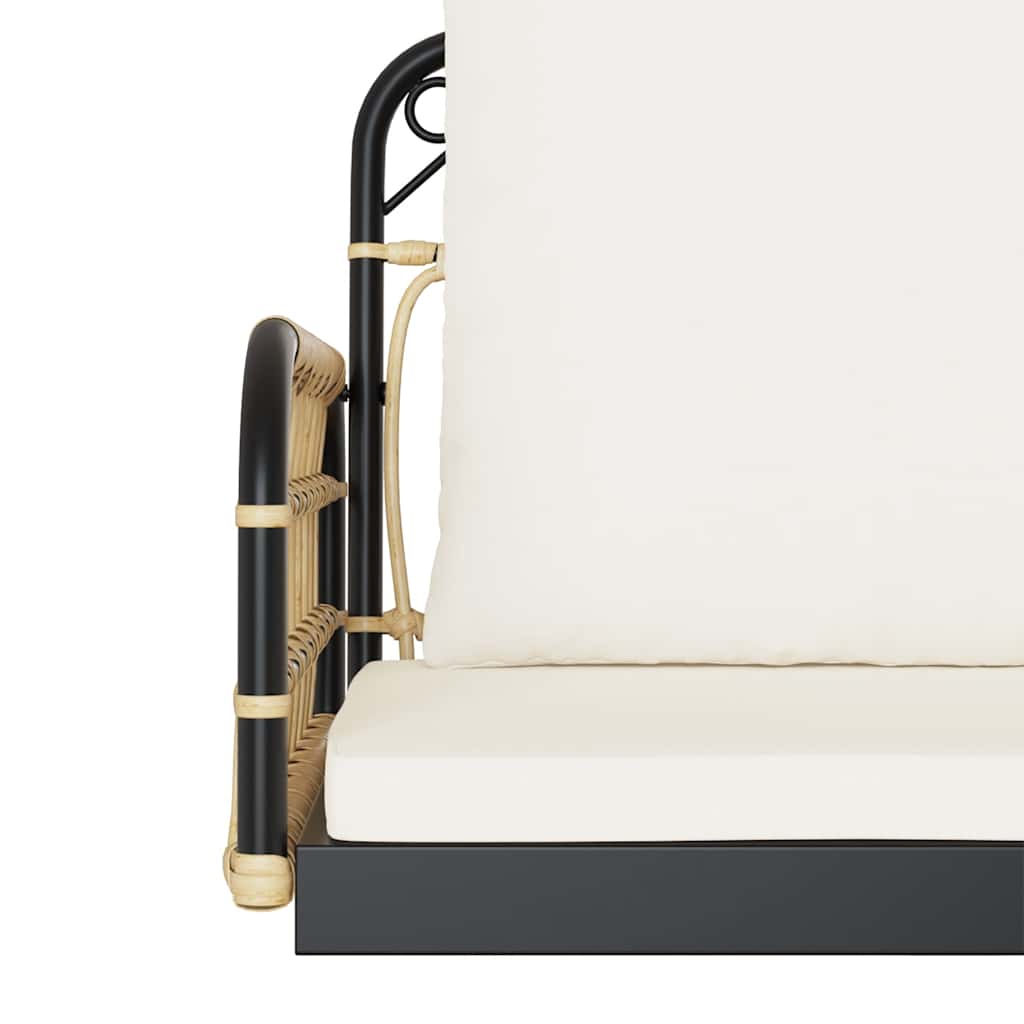 vidaXL Κουνιστή Καρέκλα 63x58x39 εκ. Συνθ. Ρατάν & Ατσάλι με Μαξιλάρια