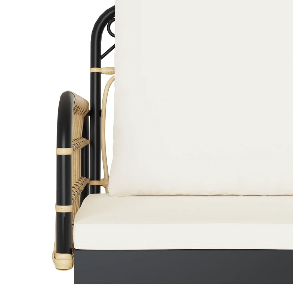 vidaXL Παγκάκι Κούνια 105x58x38 εκ. Συνθ. Ρατάν & Ατσάλι με Μαξιλάρια