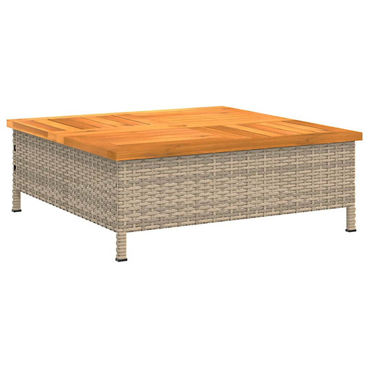 vidaXL Τραπέζι Κήπου Μπεζ 70x70x25 εκ. από Ρατάν και Ξύλο Ακακίας
