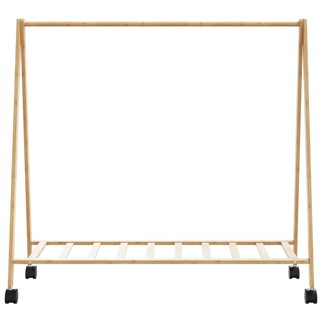 vidaXL Ράφι ρούχων με ράφια και ρόδες 106x34x106,5 cm Μπαμπού