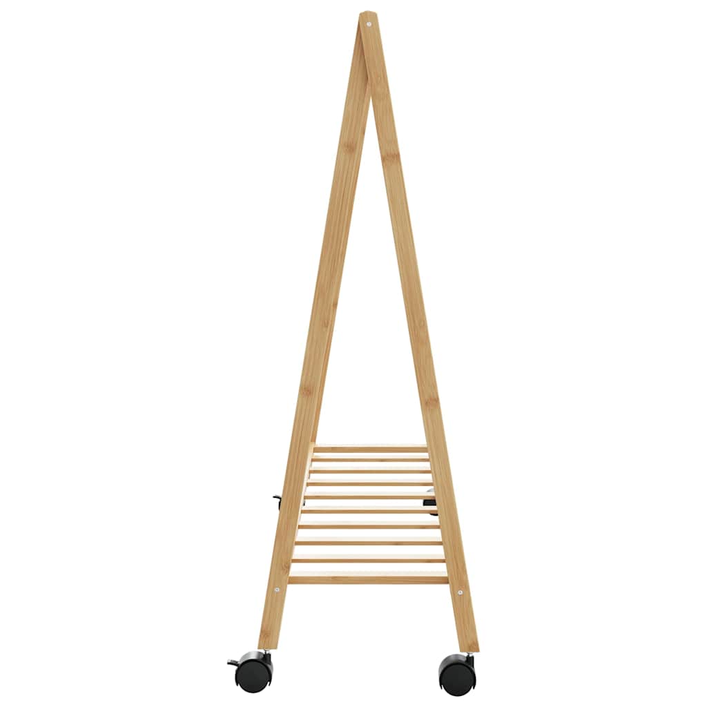 vidaXL Ράφι ρούχων με ράφια και ρόδες 106x34x106,5 cm Μπαμπού