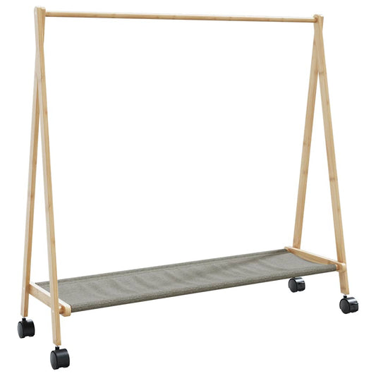 vidaXL Ράφι ρούχων με ράφια και ρόδες 106x34x106,5 cm Μπαμπού
