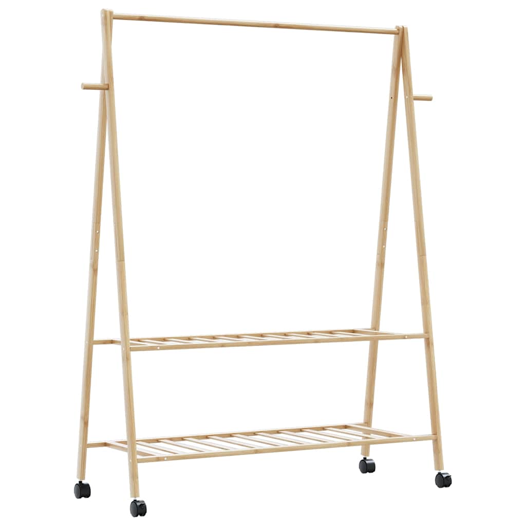 vidaXL Ράφι ρούχων με ράφια και ρόδες 132x45,5x155,5 εκ.Μπαμπού