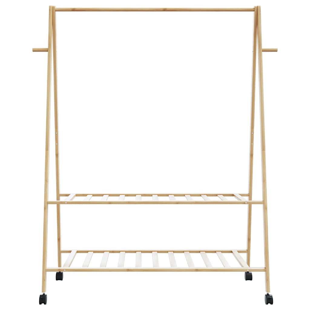 vidaXL Ράφι ρούχων με ράφια και ρόδες 132x45,5x155,5 εκ.Μπαμπού