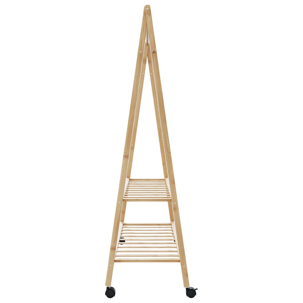 vidaXL Ράφι ρούχων με ράφια και ρόδες 132x45,5x155,5 εκ.Μπαμπού